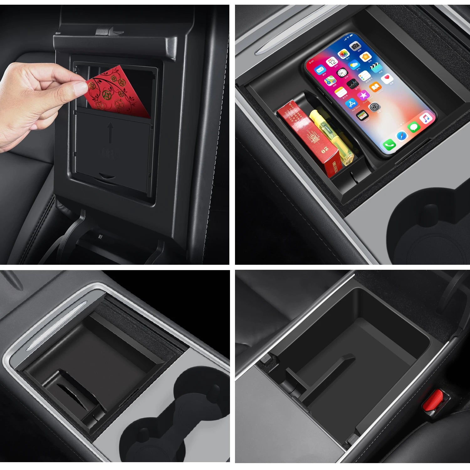 3PCS Armrest Hidden Storage Box for Tesla Model 3 Model Y 2021 2022 Center Console Organizer