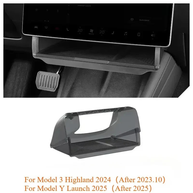 Under Screen Storage Box for Tesla Model Y/3+ Highland Model Y juniper Central Control Hidden Storage Organizer Tray Accessories