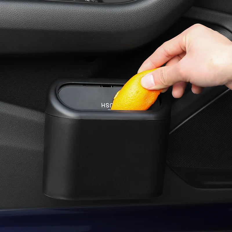 Car Trash Bin with Lid Waterproof Can for Tesla Auto Accessories