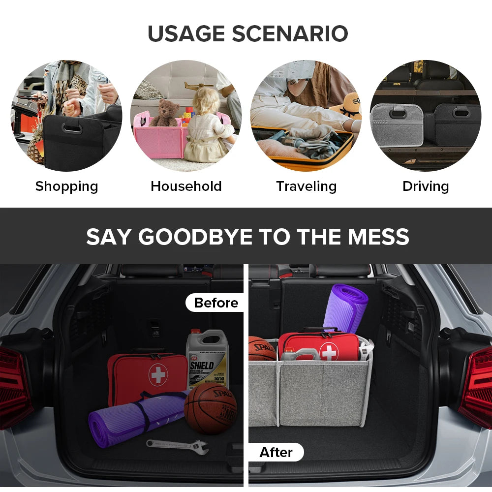 35L Foldableable Portable Car Storage Box Space-Saving Multi-Functional