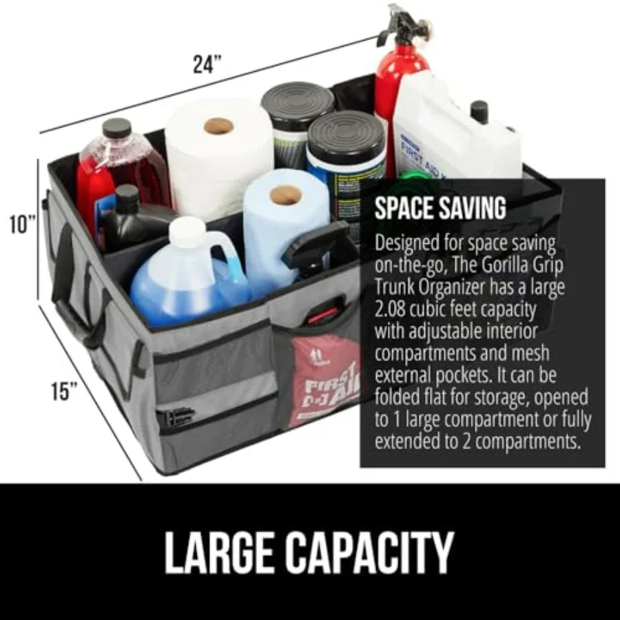 Large Sturdy Trunk Storage Organizer Slip and Water Resistant Collapsible Organization