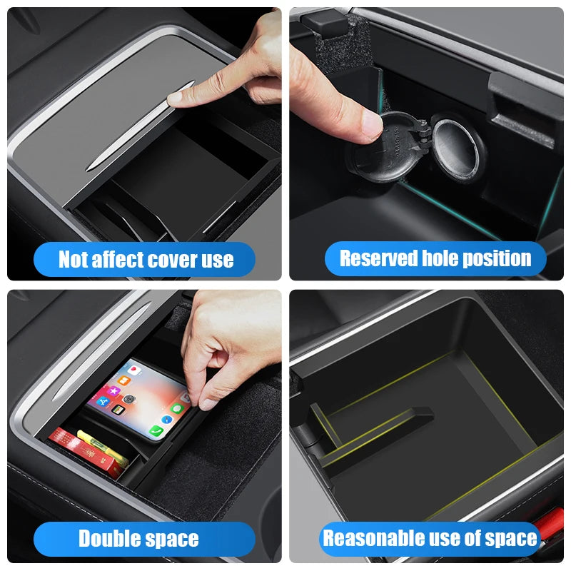 3PCS Armrest Hidden Storage Box for Tesla Model 3 Model Y 2021 2022 Center Console Organizer
