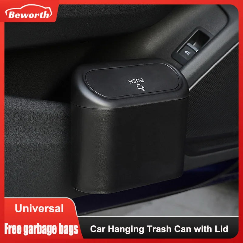 Car Trash Bin with Lid Waterproof Can for Tesla Auto Accessories